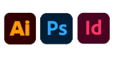 Logos de Adobe: Illustrator, Photoshop, InDesign, herramientas del Grado en Diseño Gráfico